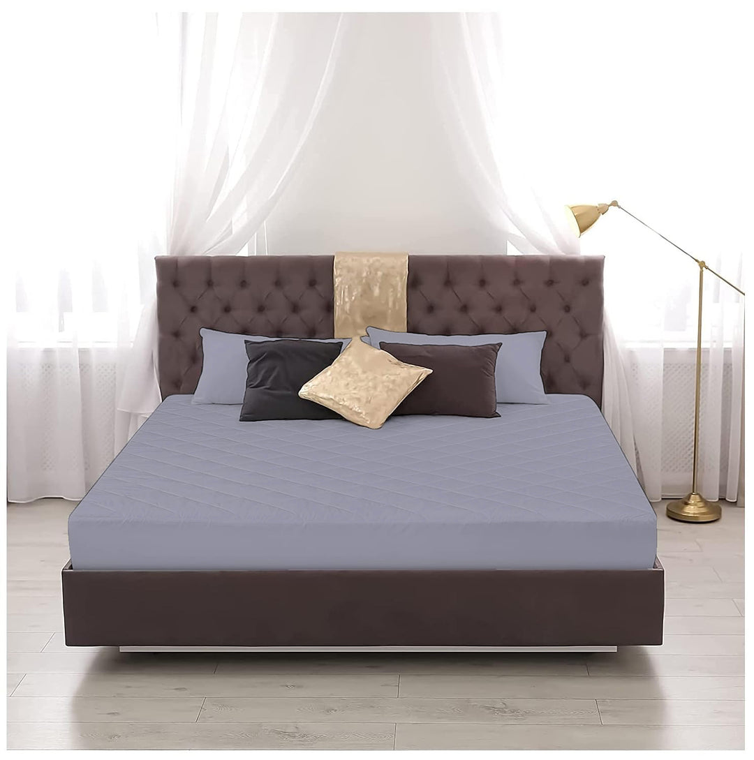 Elastic Fitted Style Water Resistant Cotton Quilted Mattress Protector - Grey