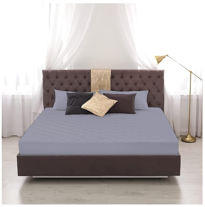 Elastic Fitted Style Water Resistant Cotton Quilted Mattress Protector - Grey