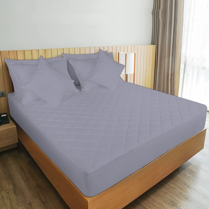 Elastic Fitted Style Water Resistant Cotton Quilted Mattress Protector - Grey