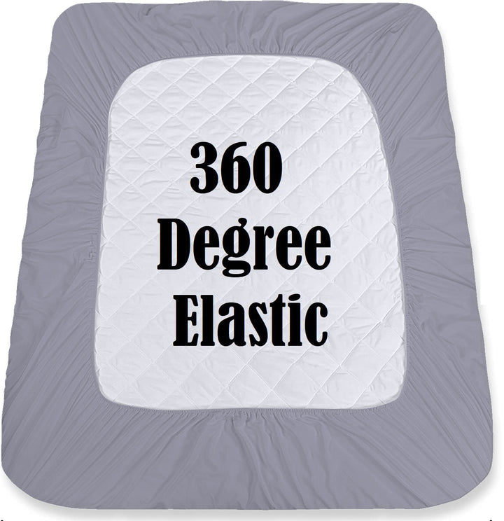 Elastic Fitted Style Water Resistant Cotton Quilted Mattress Protector - Grey