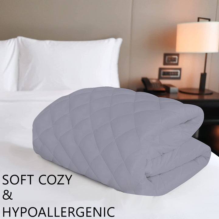Elastic Fitted Style Water Resistant Cotton Quilted Mattress Protector - Grey