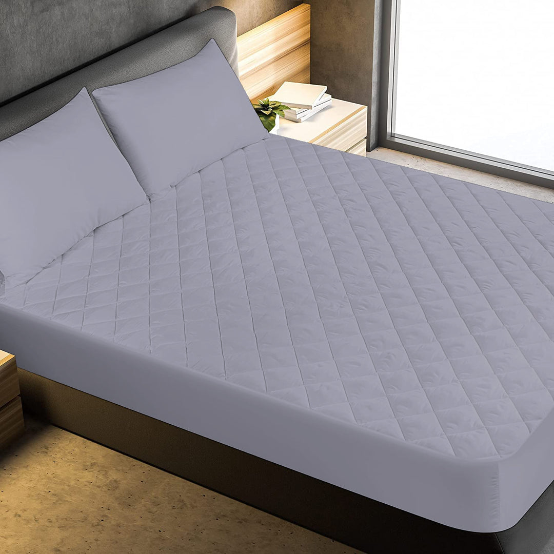 Elastic Fitted Style Water Resistant Cotton Quilted Mattress Protector - Grey