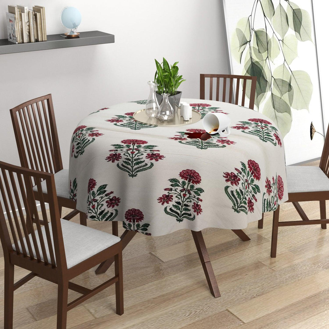 Premium Cotton Waterproof Circular Dining Table Cloth - Trance Home Linen