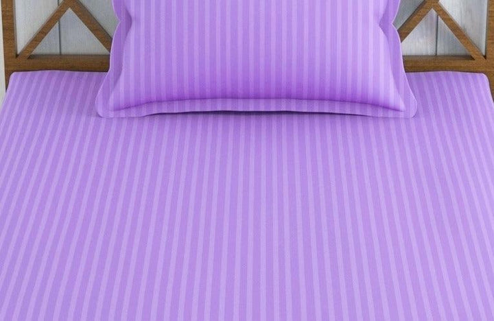 Cotton Single Bed Sizes Fitted Bedsheet with 1 Pillow Cover (100% Cotton & 200 TC) - Trance Home Linen