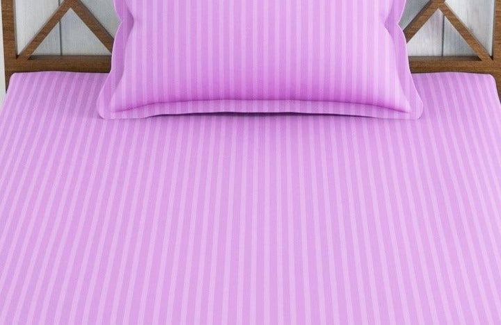 Cotton Single Bed Sizes Fitted Bedsheet with 1 Pillow Cover (100% Cotton & 200 TC) - Trance Home Linen