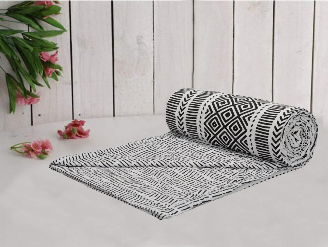 Cotton Double Dohar (Aztec Black) - Trance Home Linen