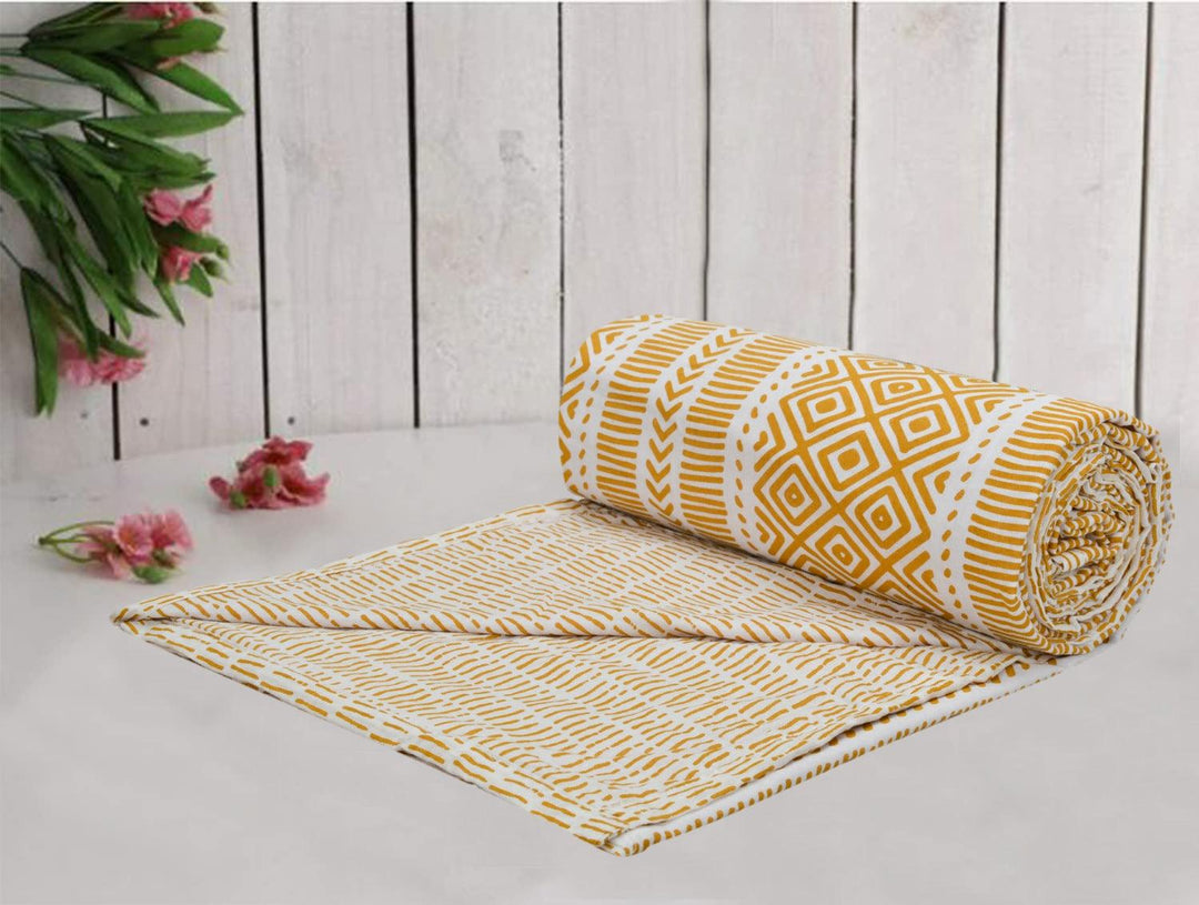 Cotton Double Dohar (Aztec Mustard Yellow) - Trance Home Linen