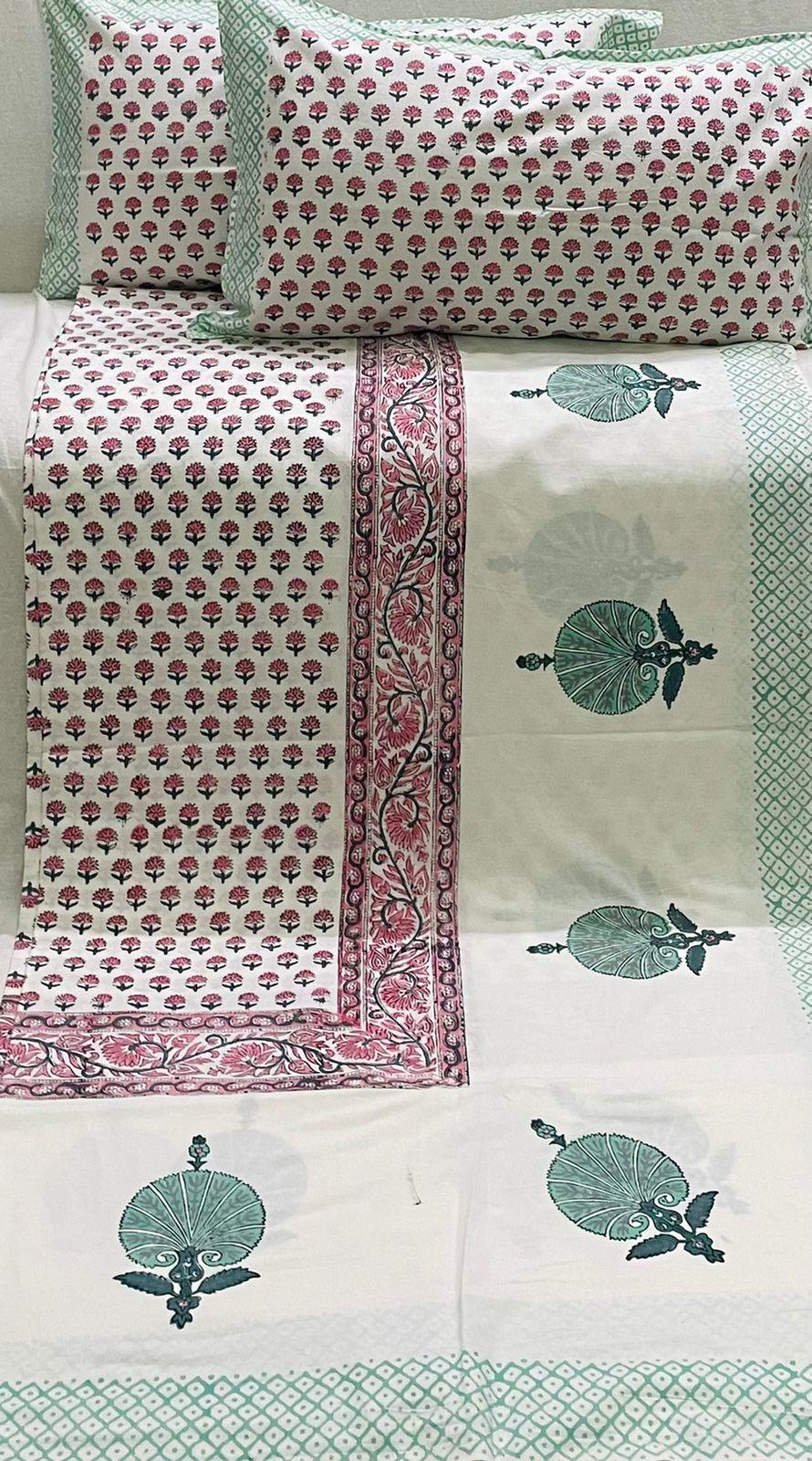 Cotton King Printed Flat Bedsheet with 2 Pillow Covers(Ethnic Collection 100% Cotton & 250 TC) - Trance Home Linen