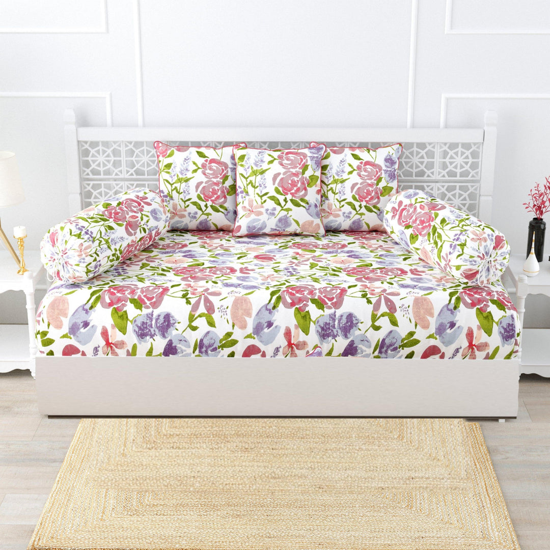 Duck Cotton Printed Diwan Set (Set of 6 & 100% Cotton) - Trance Home Linen