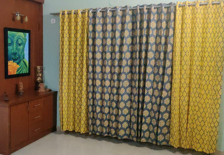Lightweight Cotton Voile Curtains (Warm Grey Mustard) - Trance Home Linen