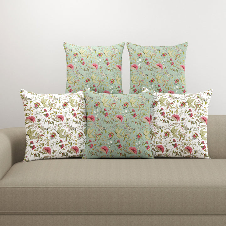 Cotton Cushion Covers for Sofa and Diwan Pillow Covers (Calicut & Set of 5)