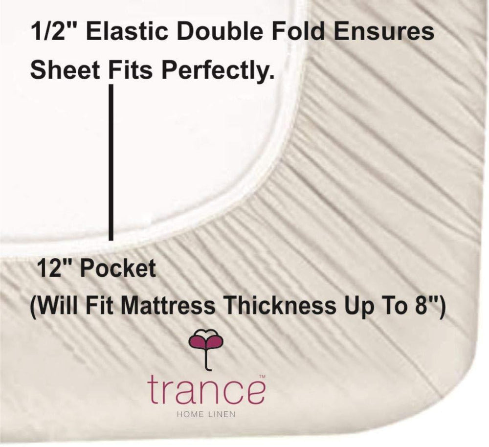 100% Cotton 144TC Printed Fitted Bedsheet with Pillow Covers - Blue Beech - Trance Home Linen