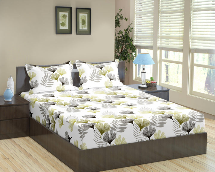 100% Cotton Printed Fitted Bedsheet with Pillow Covers - Paradise - Trance Home Linen