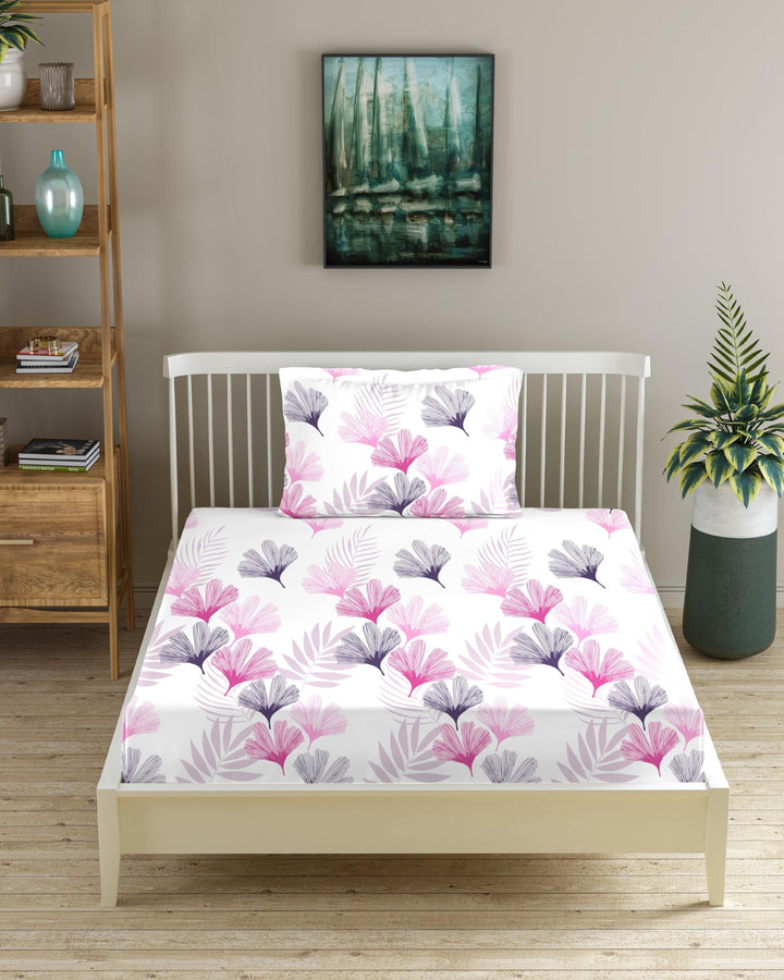 100% Cotton Printed Fitted Bedsheet with Pillow Covers - Paradise - Trance Home Linen