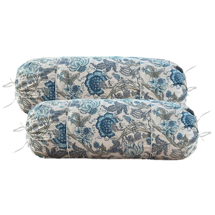 100% Cotton Printed Pipe-In Bolster Covers - Pack of 2 - Trance Home Linen