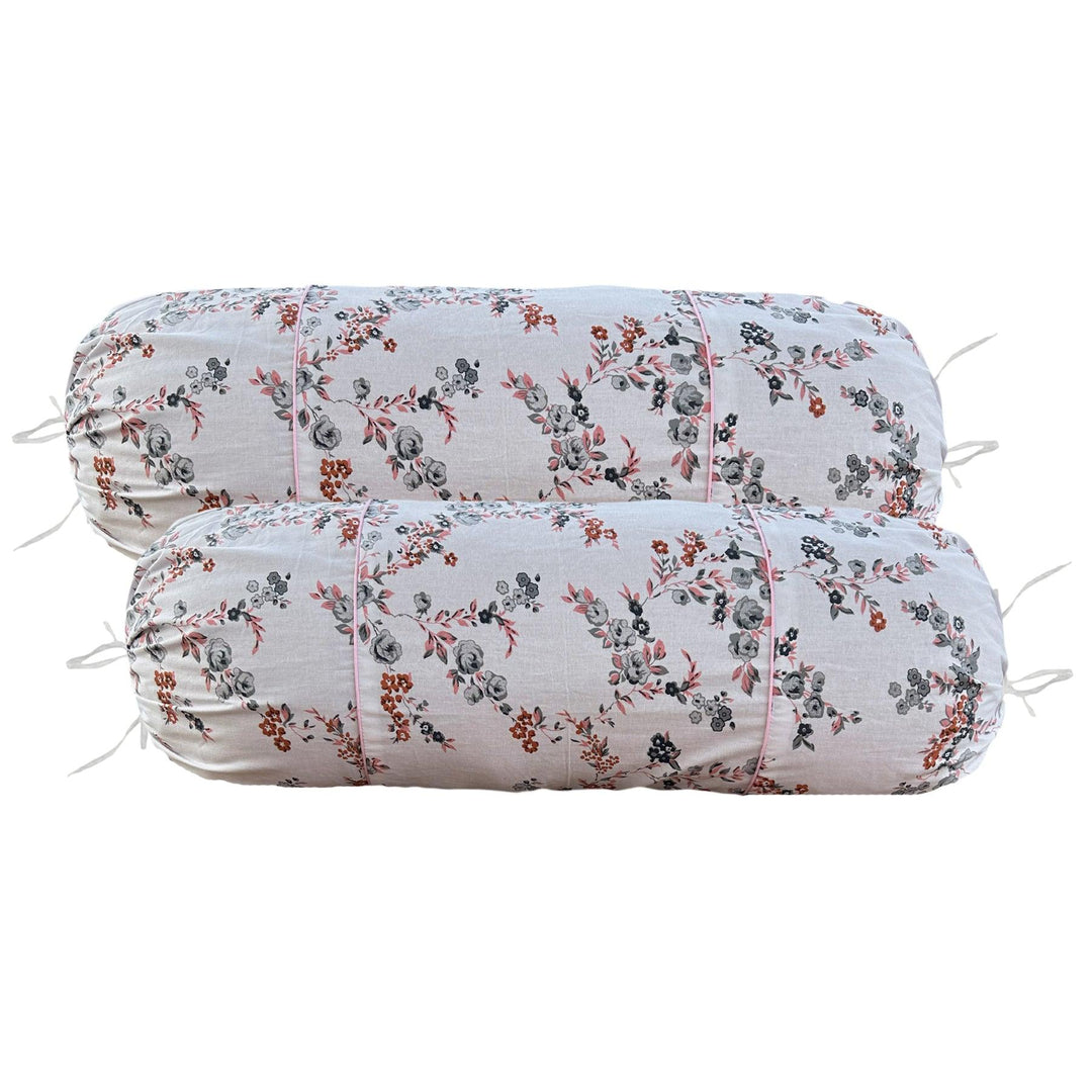 100% Cotton Printed Pipe-In Bolster Covers - Pack of 2 - Trance Home Linen