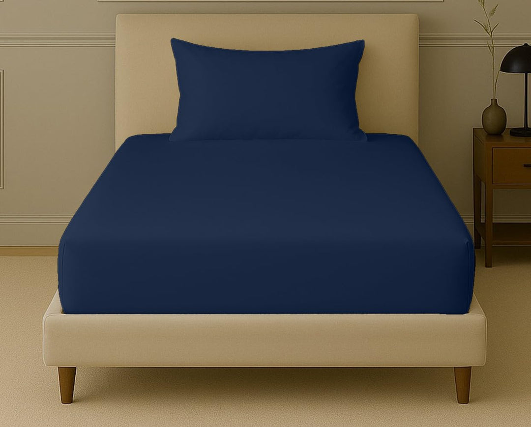 300TC Bamboo Weave Single Fitted Bedsheet with Pillow Cover