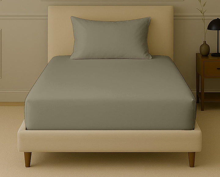 300TC Bamboo Weave Single Fitted Bedsheet with Pillow Cover