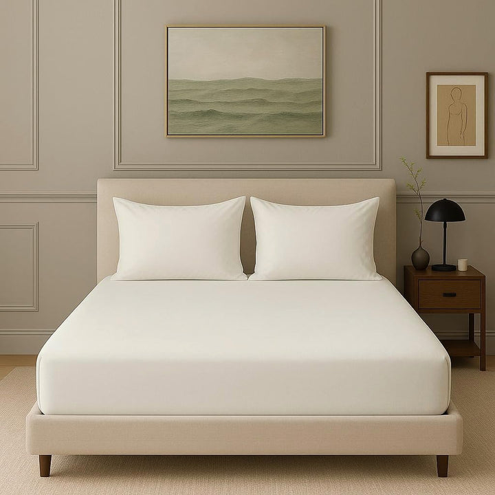 300TC Bamboo Weave Single Fitted Bedsheet with Pillow Cover