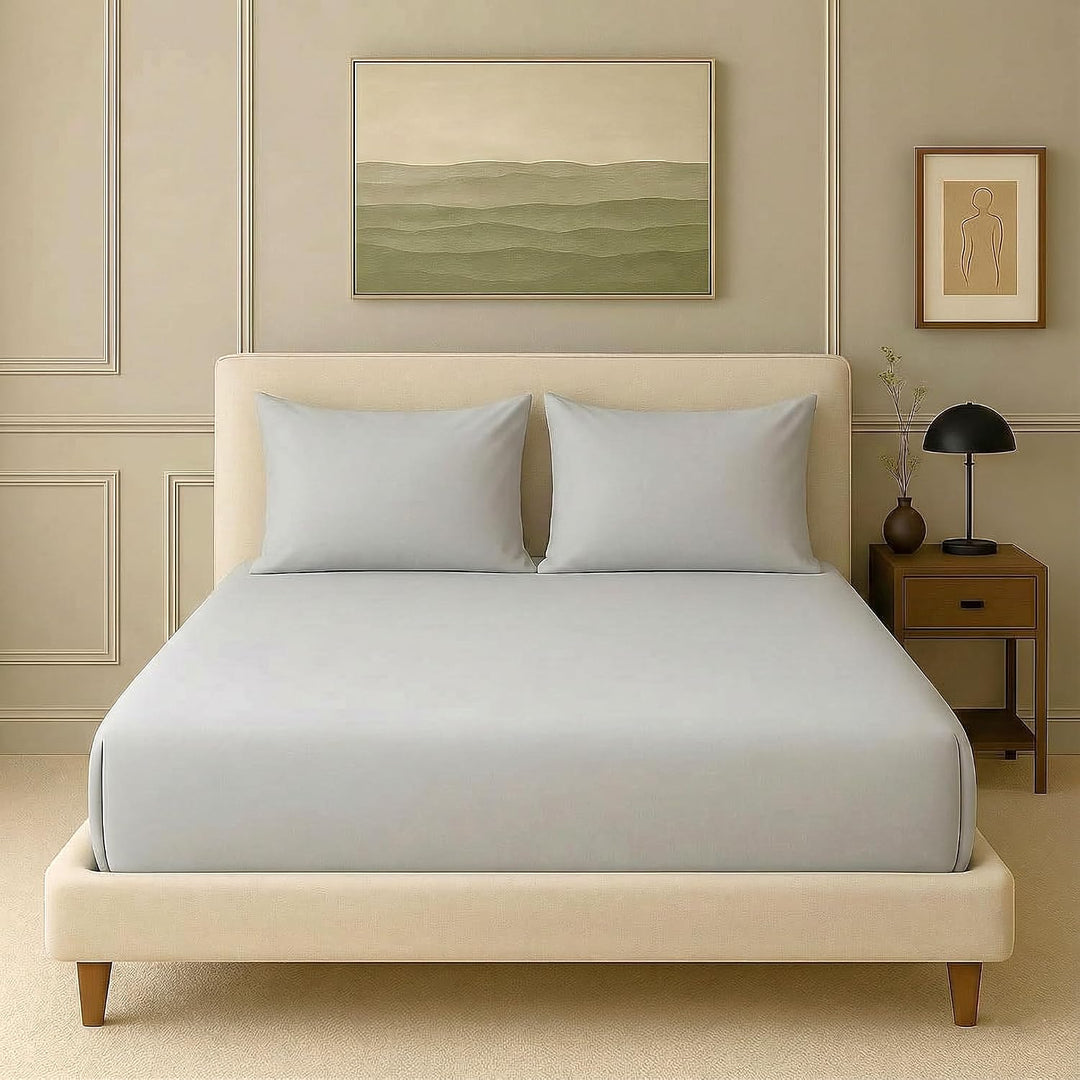 300TC Bamboo Weave Single Fitted Bedsheet with Pillow Cover