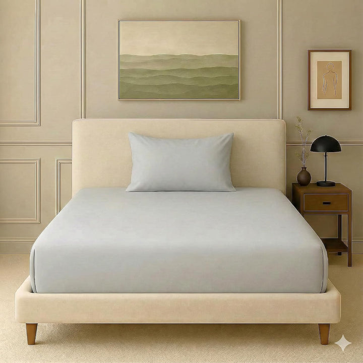300TC Bamboo Weave Single Fitted Bedsheet with Pillow Cover