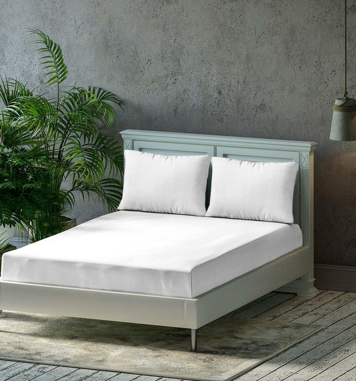 300TC 100% Cotton  Percale  Plain Queen Fitted Bedsheet with 2 Pillow Covers