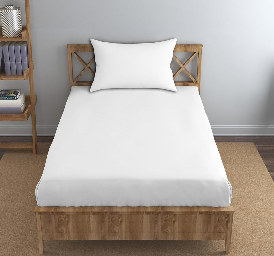 300TC 100% Cotton  Percale  Plain Queen Fitted Bedsheet with 2 Pillow Covers