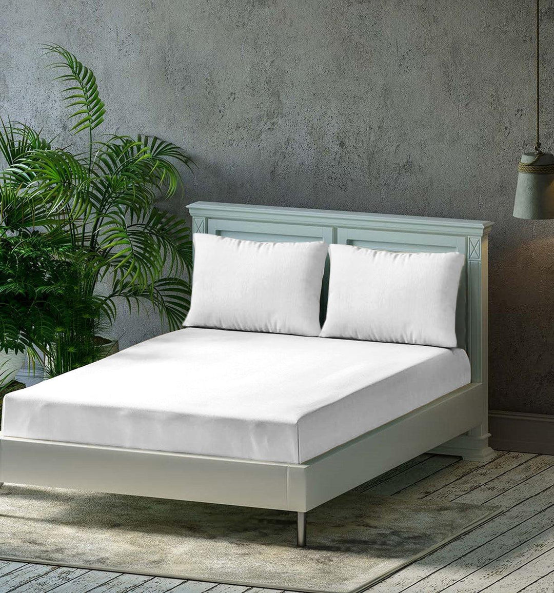 300TC 100% Cotton Plain Flat Bedsheet with Pillow Covers - Trance Home Linen