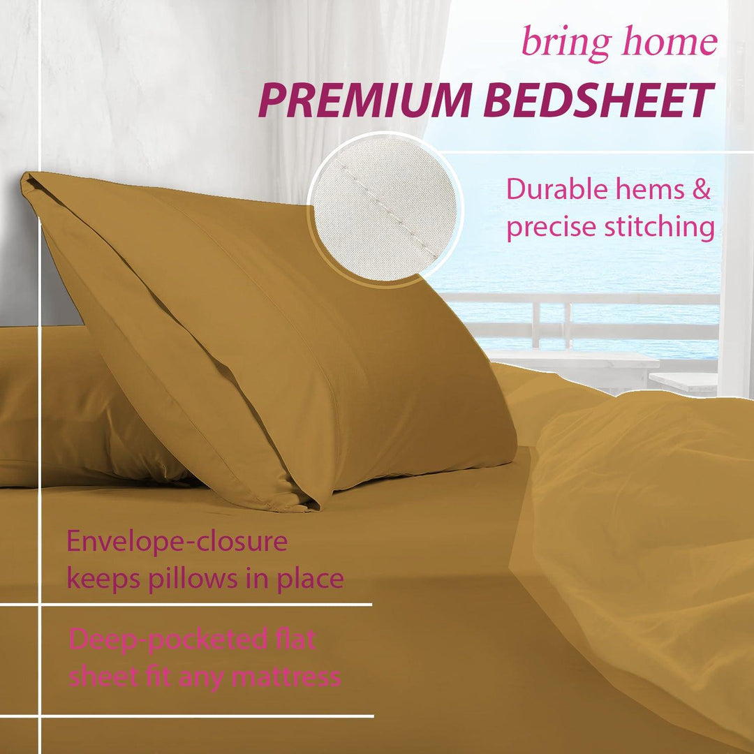 300TC 100% Cotton Plain King Size Fitted Bedsheet with 2 Pillow Covers - Trance Home Linen