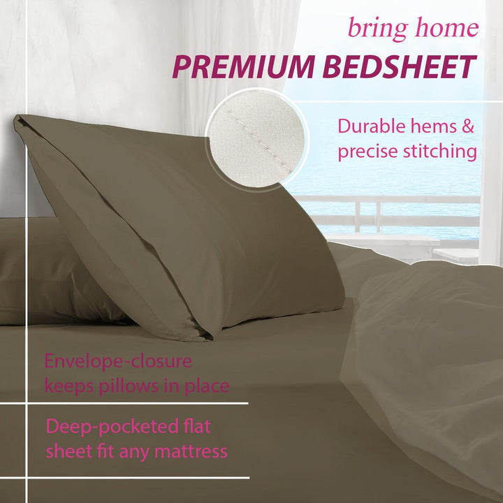 300TC 100% Cotton Plain King Size Fitted Bedsheet with 2 Pillow Covers - Trance Home Linen