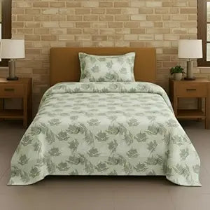 100% Cotton 144TC  Printed Flat Bedsheet with  Pillow Covers - Ferns Paradise