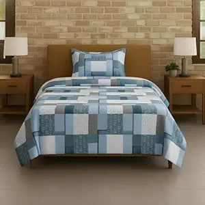 100% Cotton 144 TC Printed Flat Bedsheet with Pillow Covers - Abstract