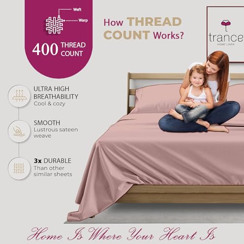 400 TC Cotton Plain flat  Bed Sheet with Pillow Covers - Blush Peach