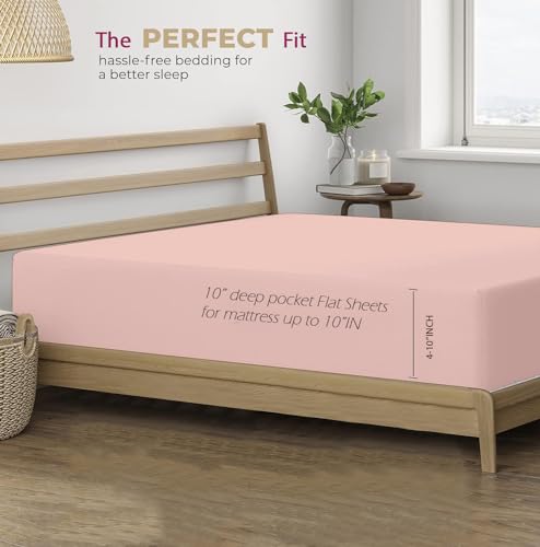 400 TC Cotton Plain flat  Bed Sheet with Pillow Covers - Blush Peach
