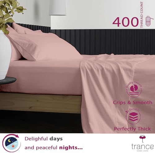 400 TC Cotton Plain flat  Bed Sheet with Pillow Covers - Blush Peach