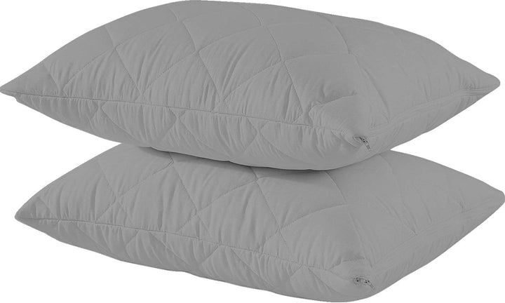 Quilted Pillow Protector Dust Free Water Resistant Covers (Set of 2)