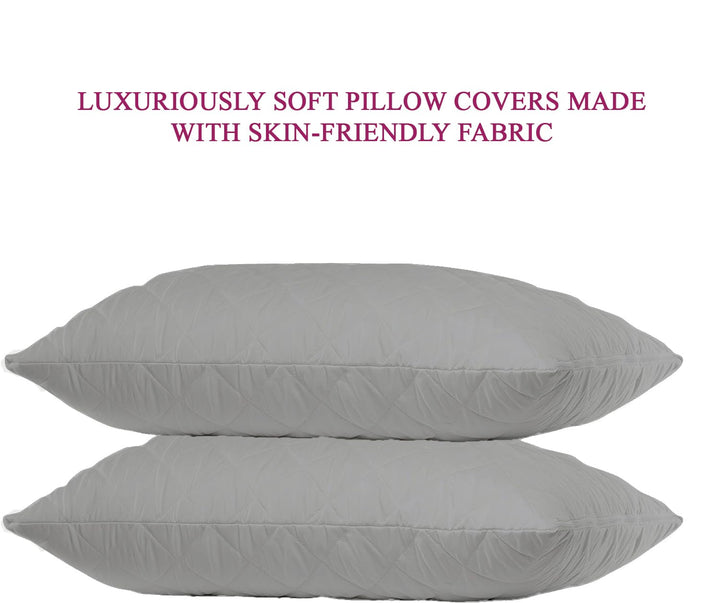Quilted Pillow Protector Dust Free Water Resistant Covers (Set of 2)