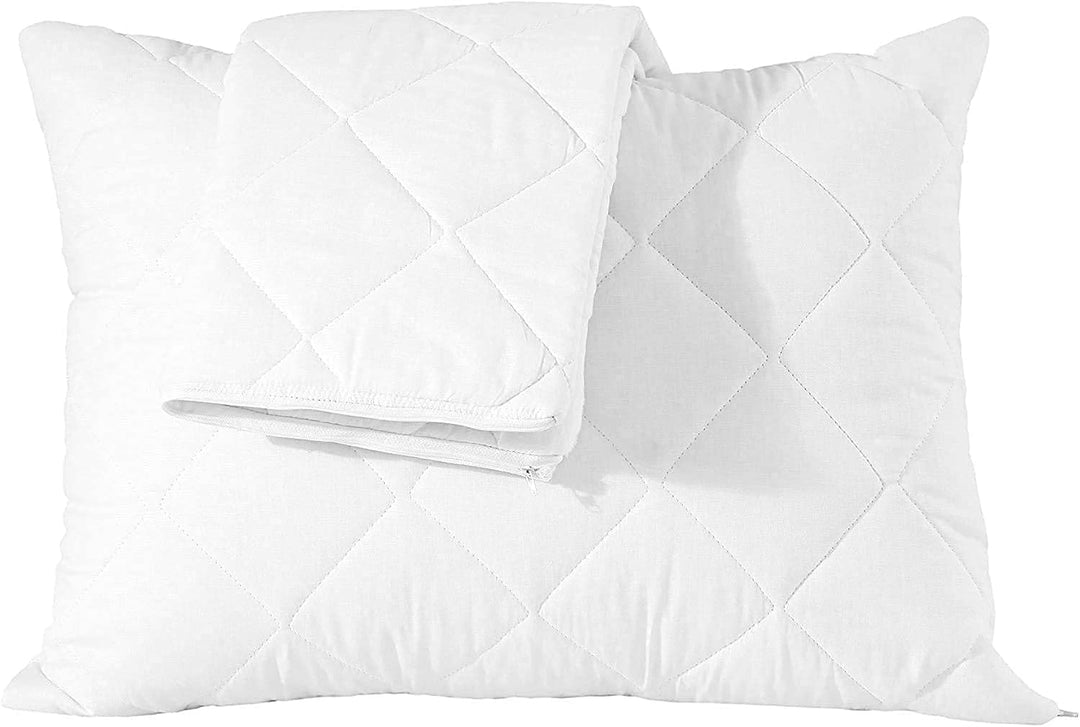 Quilted Pillow Protector Dust Free Water Resistant Covers (Set of 2)