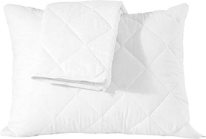 Quilted Pillow Protector Dust Free Water Resistant Covers (Set of 2)