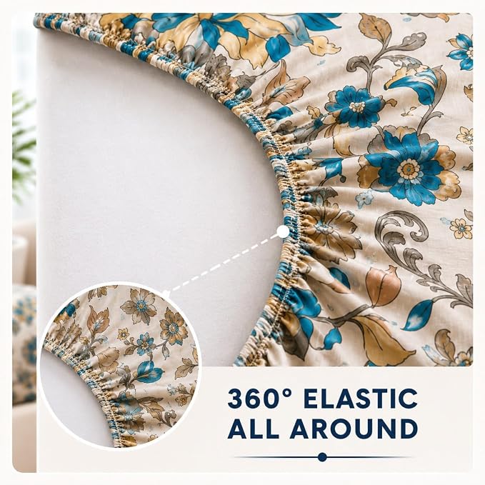 100%-Cotton 144TC-Bedsheet-King Size Printed Flat Bedsheet with 2 Pillow Covers-Kalamkari