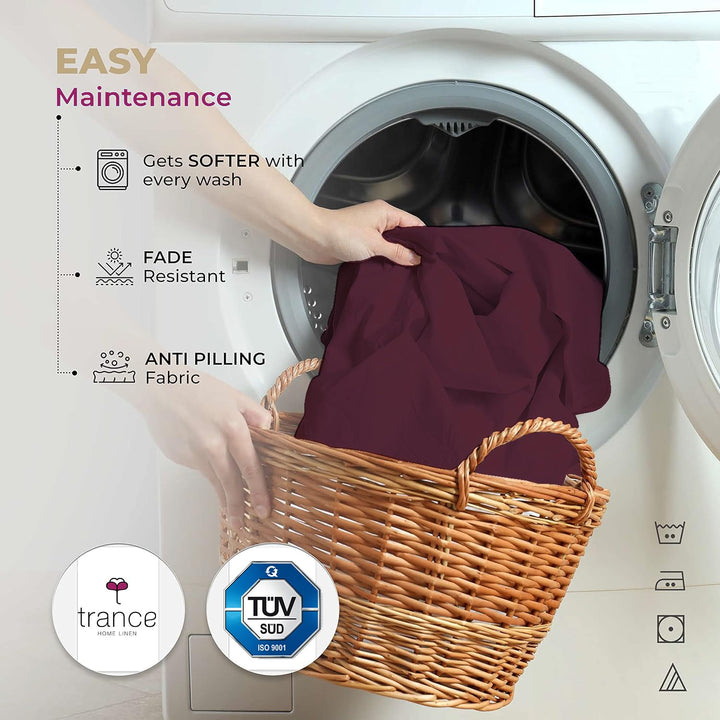 400 TC Cotton Plain Flat Bed Sheet with Pillow Covers - Deep Wine