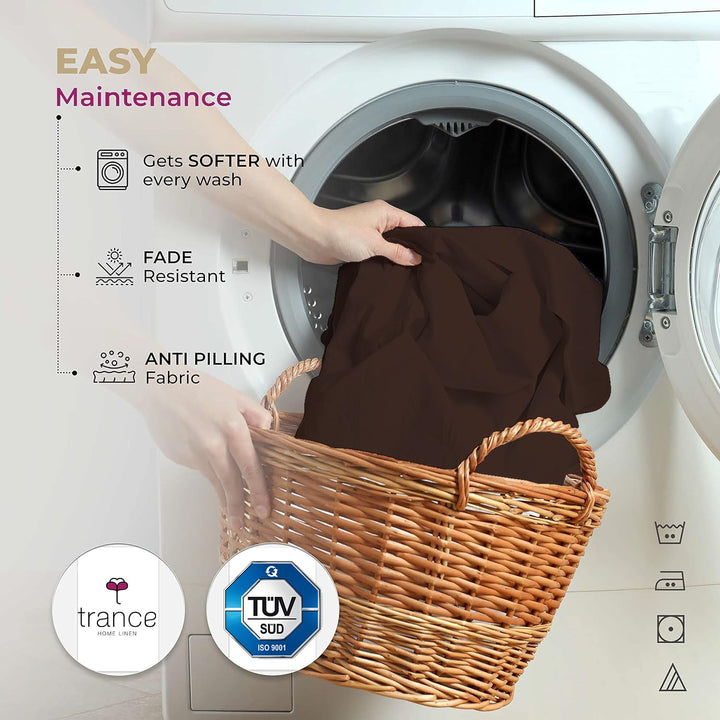 400 TC Cotton Plain Flat Bed Sheet with Pillow Covers - Chocolate Brown