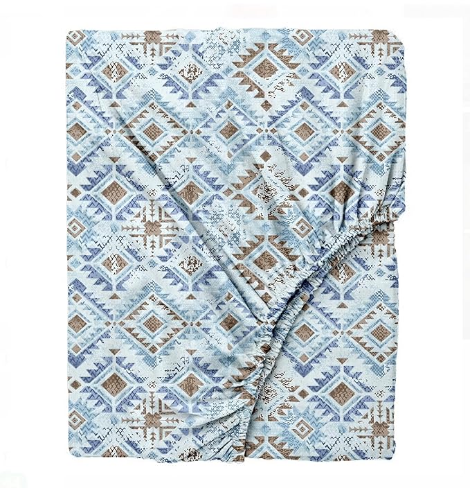 100% Cotton 180 TC Cotton Printed Fitted Bedsheet with Pillow Covers -Silken Mosaic
