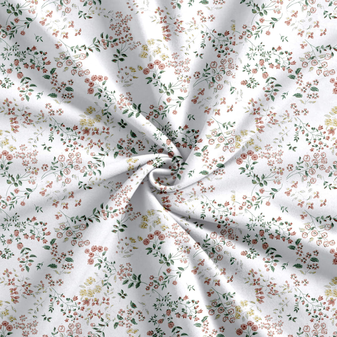 100% Cotton 210 TC Cotton Printed Fitted Bedsheet with Pillow Covers - Daisy Shower