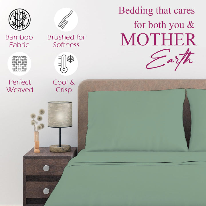 300TC Bamboo Weave Flat Bedsheet with Pillow Covers
