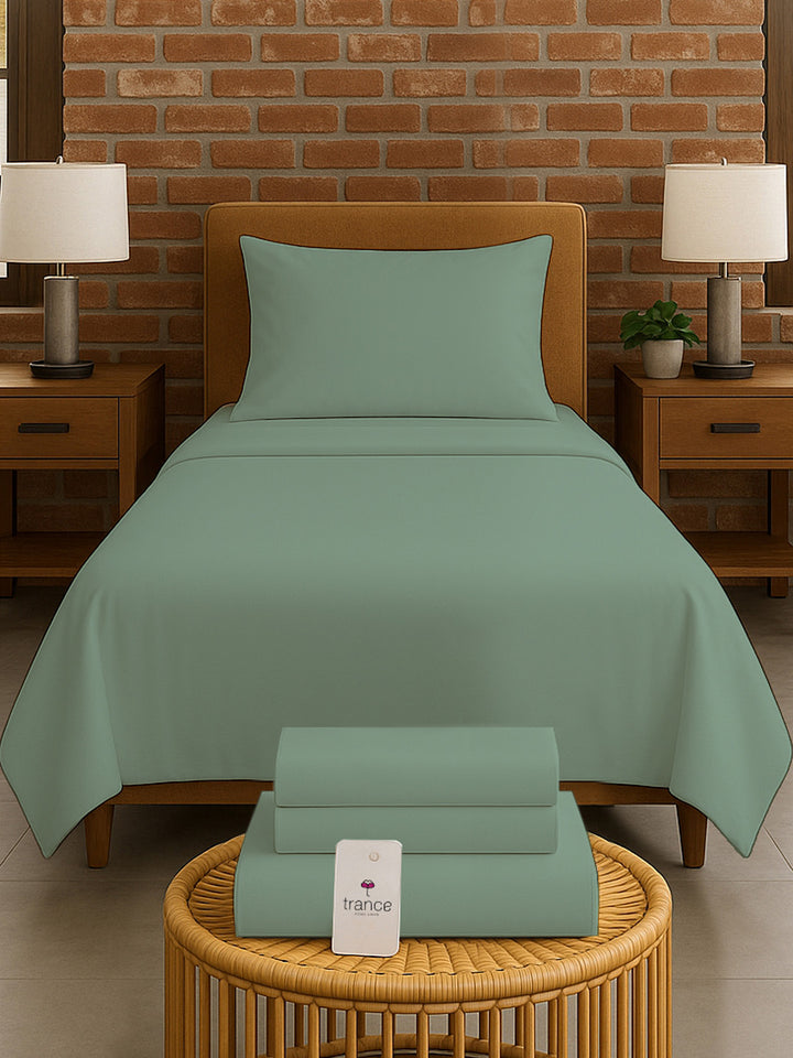 300TC Bamboo Weave Flat Bedsheet with Pillow Covers