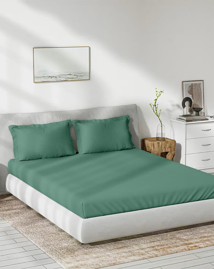 300TC Bamboo Weave Fitted Bedsheet with Pillow Covers