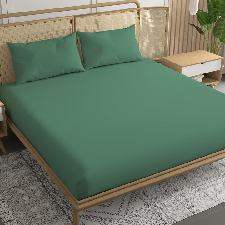 300TC Bamboo Weave Fitted Bedsheet with Pillow Covers