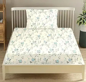 100% Cotton 180 TC  Printed Flat Bedsheet with Pillow Covers -Aster