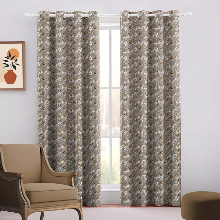 100% Polyester Floral Printed Dimout Curtain - Autumn
